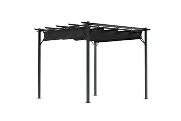 Loppes Pergola med skjutbart tak 3x3 m i stål - Svart - Products - Utemöbler & utemiljö - Solskydd - Pergola