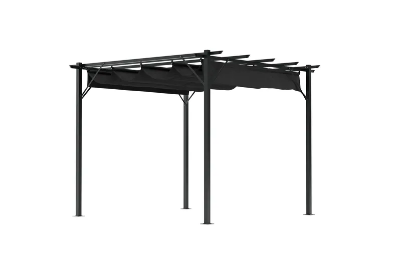 Loppes Pergola med skjutbart tak 3x3 m i stål - Svart - Products - Utemöbler & utemiljö - Solskydd - Pergola