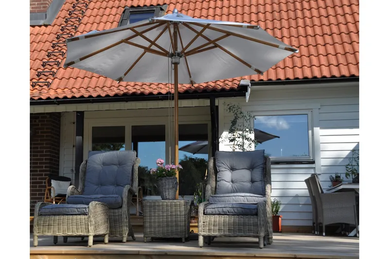 Lyon Parasoll 300 cm Olefin Offwhite - Fritab - Products - Utemöbler & utemiljö - Solskydd - Parasoll