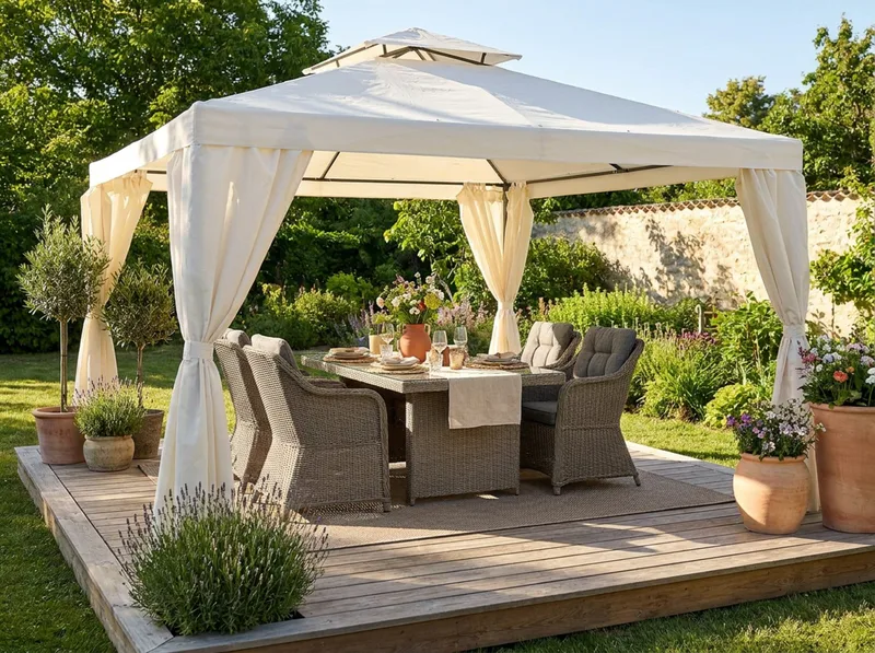 Bermuda Komplett Paviljong 3x4 m - Inkl Väggar och Nät Naturvit - Products - Utemöbler & utemiljö - Solskydd - Paviljong - Komplett paviljong