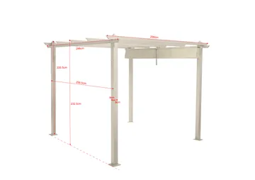 Porto Pergola 3x3 m i aluminium med tak för solskydd - Beige - Products - Utemöbler & utemiljö - Solskydd - Pergola