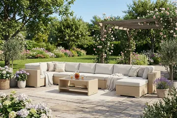 Bahamas Divanmodul - Loungebord utomhus 75x75 cm till soffor - Beige - Products - Utemöbler & utemiljö - Utebord & trädgårdsbord - Loungebord & soffbord utomhus