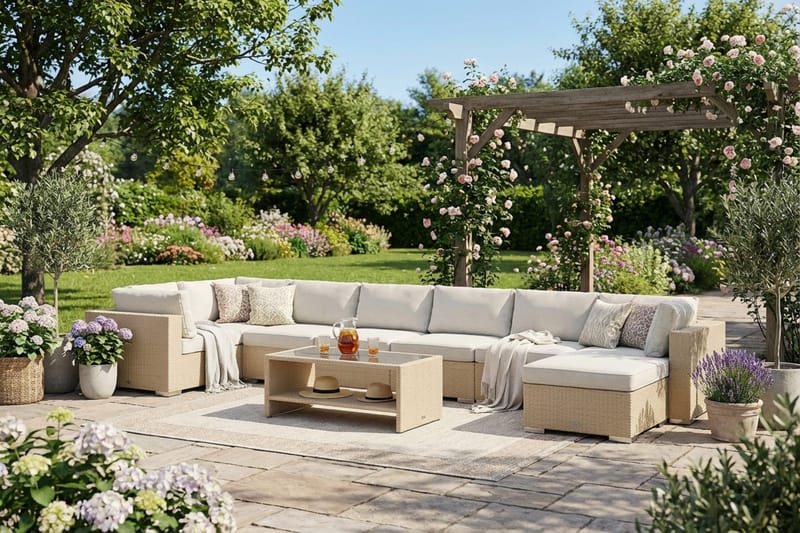 Bahamas Divanmodul - Loungebord utomhus 75x75 cm till soffor - Beige - Products - Utemöbler & utemiljö - Utebord & trädgårdsbord - Loungebord & soffbord utomhus