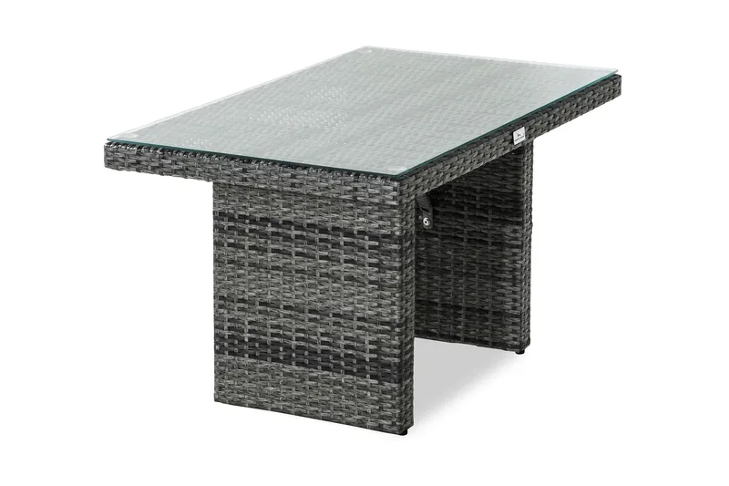 Bahamas Loungebord och Soffbord Utomhus 100 cm Konstrotting Glas - Grå - Products - Utemöbler & utemiljö - Utebord & trädgårdsbord - Loungebord & soffbord utomhus