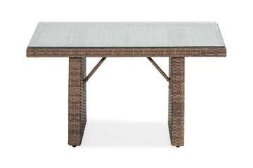 Bahamas Loungebord och Soffbord Utomhus 100 cm Konstrotting Glas - Sand - Products - Utemöbler & utemiljö - Utebord & trädgårdsbord - Loungebord & soffbord utomhus