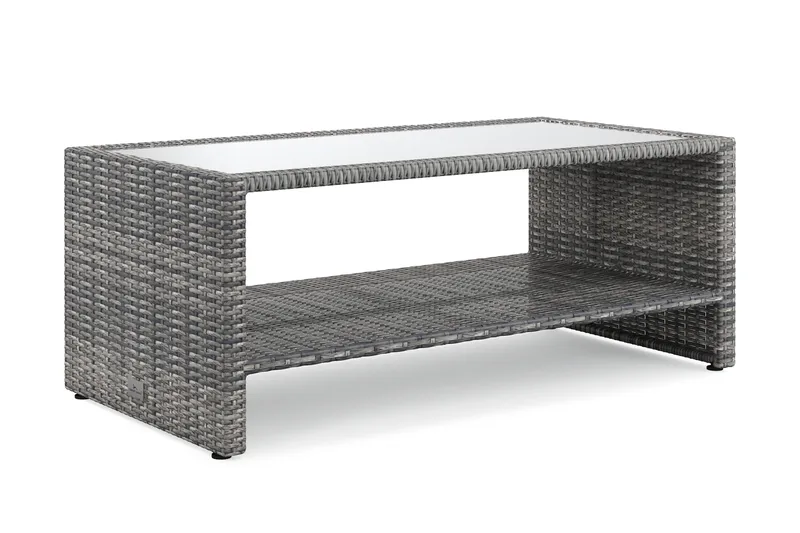 Bahamas Soffbord med hylla Utomhus 113 cm Konstrotting, Grå