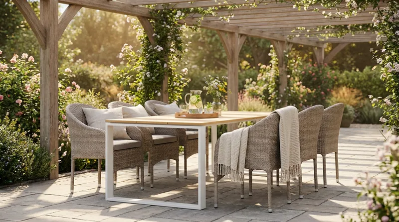 Devon Stort Rektangulärt Matbord utomhus 210x100 cm i aluminium - Beige - Products - Utemöbler & utemiljö - Utebord & trädgårdsbord - Matbord utomhus