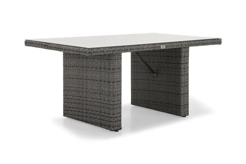 James Utebord 85x145 cm – Matbord utomhus i konstrotting med bordsskiva i Glas - Grå / Vit - Products - Utemöbler & utemiljö - Utebord & trädgårdsbord - Matbord utomhus