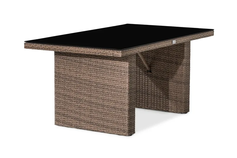 James Utebord 85x145 cm – Matbord utomhus i konstrotting med bordsskiva i Glas - Sand Brun - Products - Utemöbler & utemiljö - Utebord & trädgårdsbord - Matbord utomhus