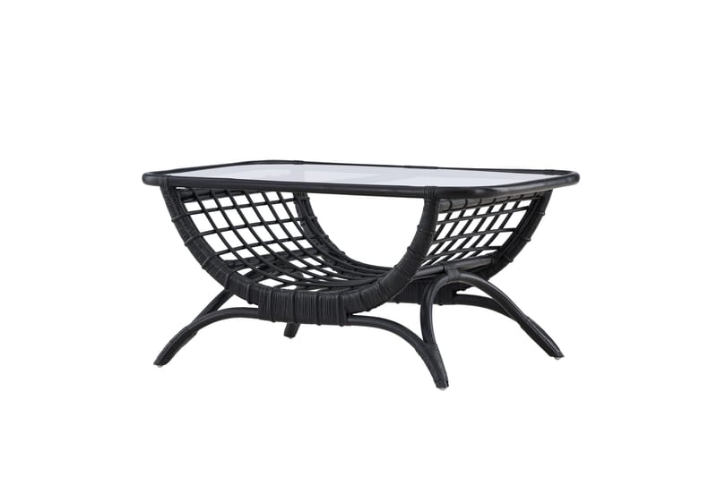 Moana Soffbord och Matbord Utomhus 95,5 cm Glas Rotting - Svart - Products - Utemöbler & utemiljö - Utebord & trädgårdsbord - Loungebord & soffbord utomhus
