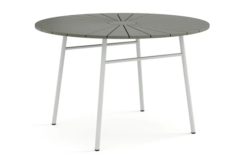 Tunis Runt Matbord utomhus 120 cm i aluminium metall, Grå/Vit