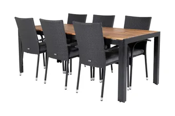 Bois Matgrupp Utomhus 200cm + 6 Anna Karmstolar - Svart/Grå - Products - Utemöbler & utemiljö - Utegrupp - Matgrupp utomhus