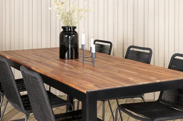 Bois Matgrupp Utomhus 205cm + 6 Lindos Stapelbara Matstolar - Svart/Grå - Products - Utemöbler & utemiljö - Utegrupp - Matgrupp utomhus