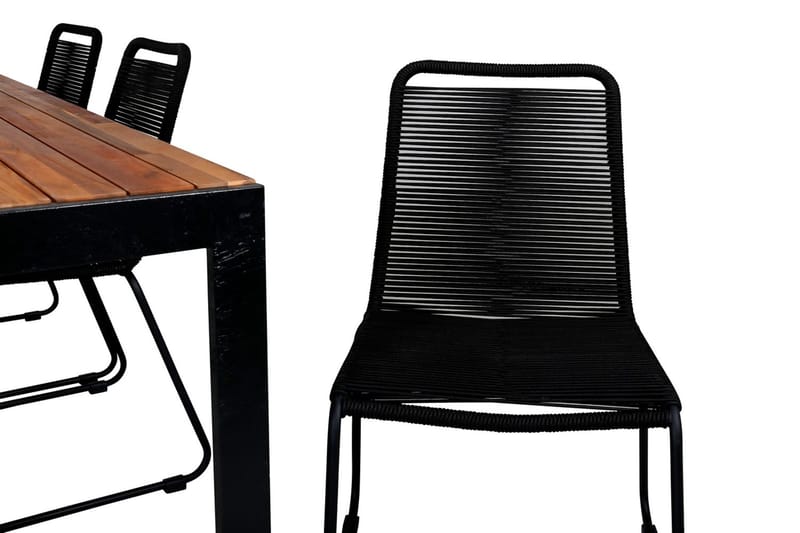 Bois Matgrupp Utomhus 205cm + 6 Lindos Stapelbara Matstolar - Svart/Grå - Products - Utemöbler & utemiljö - Utegrupp - Matgrupp utomhus