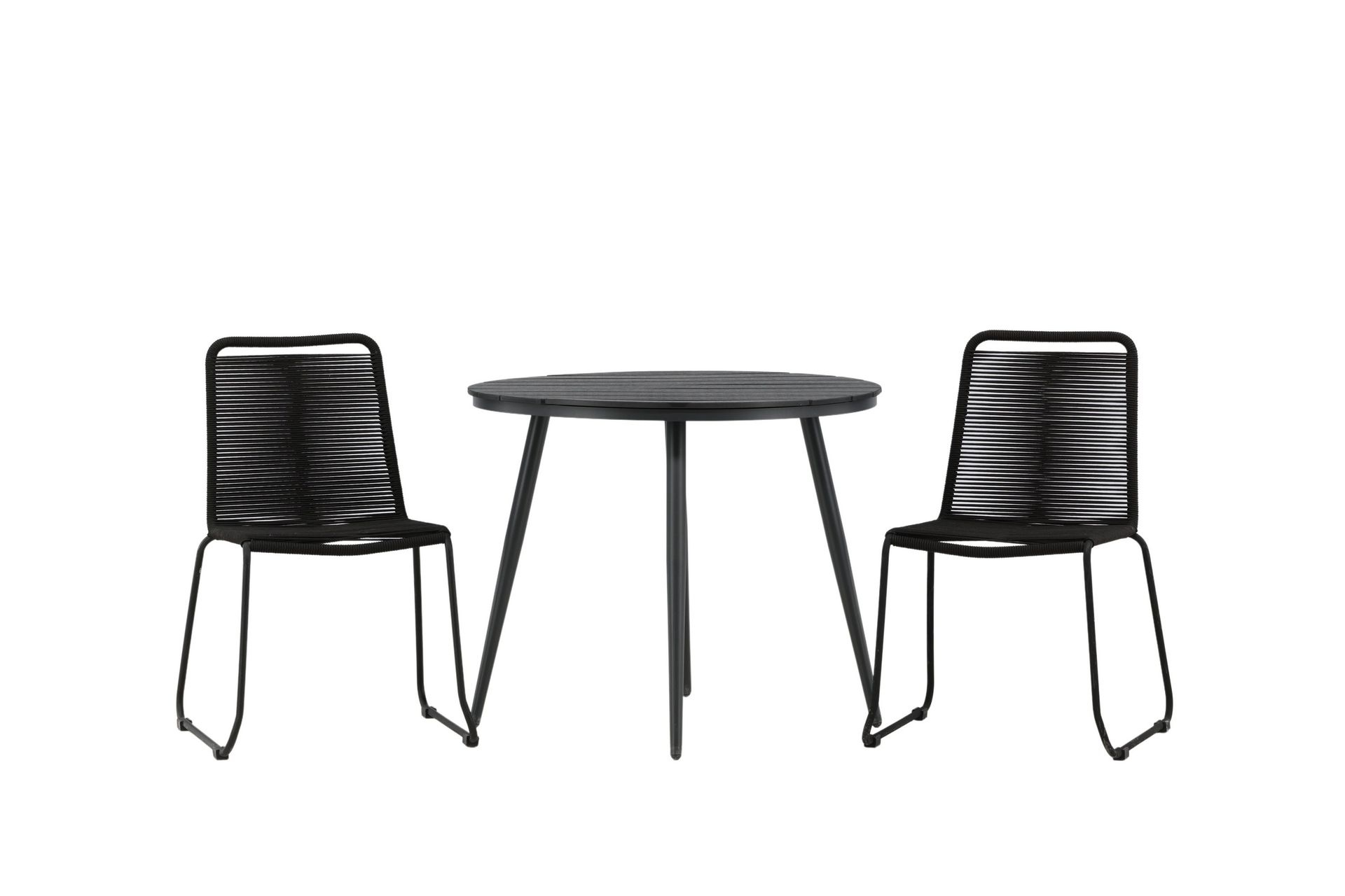 Break Cafégrupp Rund 90 cm + 2 Lindos Stapelbar Stol