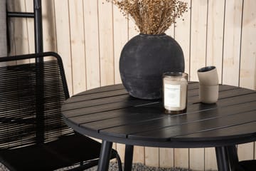Break Cafégrupp Rund 90 cm + 2 Lindos Stapelbar Stol - Svart - Products - Utemöbler & utemiljö - Utegrupp - Cafegrupp & cafeset