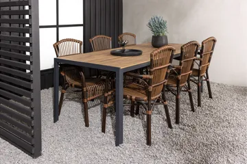 Break Matgrupp 205 cm + 6 st Galera Karmstolar Brun - Brun - Products - Utemöbler & utemiljö - Utegrupp - Matgrupp utomhus