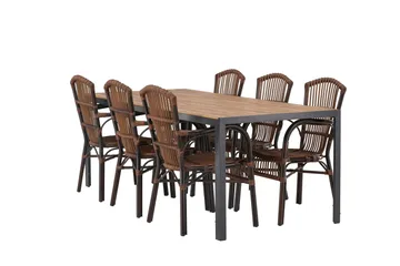 Break Matgrupp 205 cm + 6 st Galera Karmstolar Brun - Brun - Products - Utemöbler & utemiljö - Utegrupp - Matgrupp utomhus