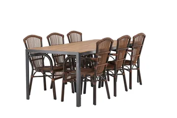 Break Matgrupp 205 cm + 6 st Galera Karmstolar Brun - Brun - Products - Utemöbler & utemiljö - Utegrupp - Matgrupp utomhus