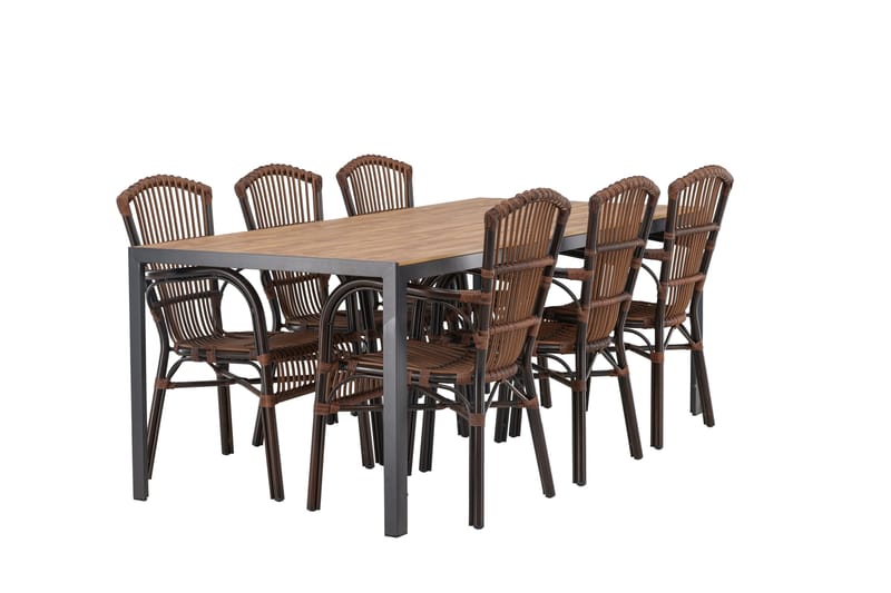 Break Matgrupp 205 cm + 6 st Galera Karmstolar Brun - Brun - Products - Utemöbler & utemiljö - Utegrupp - Matgrupp utomhus