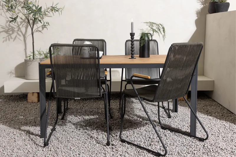Break Matgrupp Utomhus 150 cm + 4 st Bois Karmstolar - Svart/Brun - Products - Utemöbler & utemiljö - Utegrupp - Matgrupp utomhus