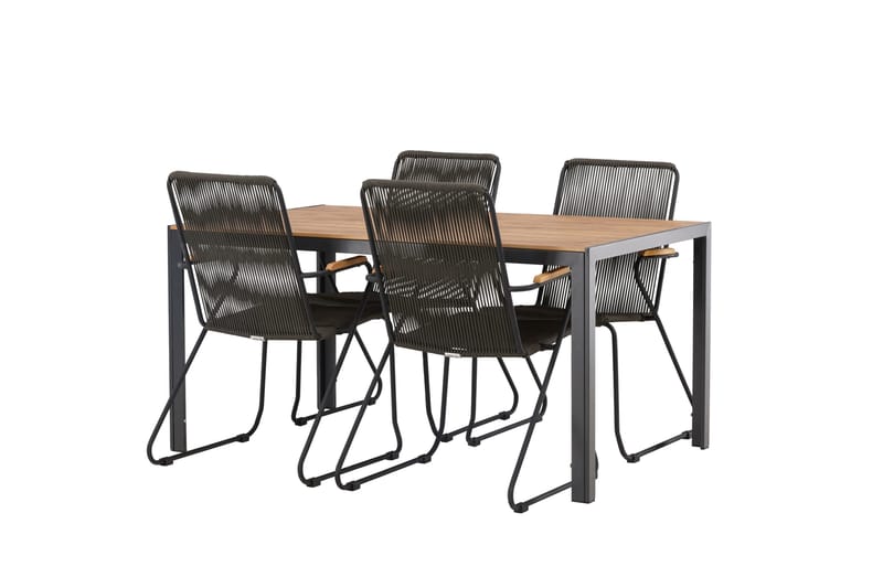 Break Matgrupp Utomhus 150 cm + 4 st Bois Karmstolar - Svart/Brun - Products - Utemöbler & utemiljö - Utegrupp - Matgrupp utomhus