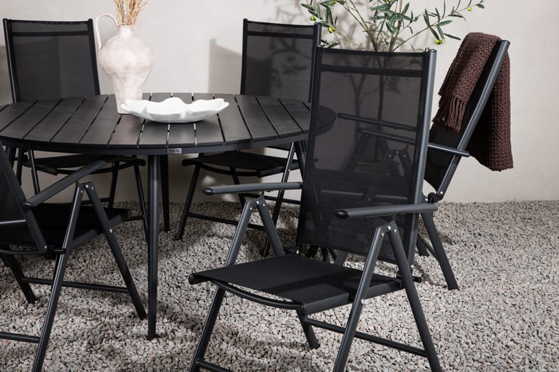 Break Matgrupp Utomhus Rund 150 cm + 6 Break Positionsstol - Svart - Products - Utemöbler & utemiljö - Utegrupp - Matgrupp utomhus