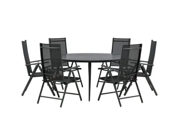 Break Matgrupp Utomhus Rund 150 cm + 6 Break Positionsstol - Svart - Products - Utemöbler & utemiljö - Utegrupp - Matgrupp utomhus