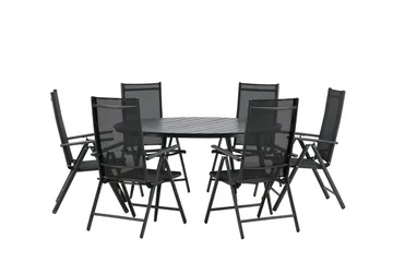 Break Matgrupp Utomhus Rund 150 cm + 6 Break Positionsstol - Svart - Products - Utemöbler & utemiljö - Utegrupp - Matgrupp utomhus