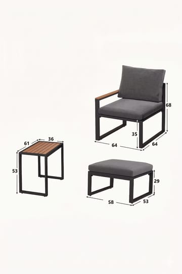 Linto Trädgårdsloungeset 64x68x64 cm - Grå - Products - Utemöbler & utemiljö - Utegrupp - Cafegrupp & cafeset