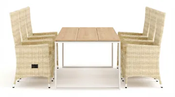Devon utomhus matgrupp 210x100 cm med 6 Jenny matstolar - Beige/Teak - Products - Utemöbler & utemiljö - Utegrupp - Matgrupp utomhus