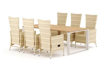 Devon utomhus matgrupp 210x100 cm med 6 Jenny matstolar