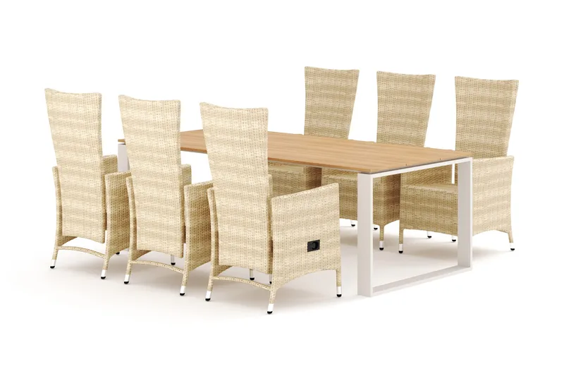 Devon utomhus matgrupp 210x100 cm med 6 Jenny matstolar - Beige/Teak - Products - Utemöbler & utemiljö - Utegrupp - Matgrupp utomhus