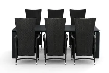 Devon utomhus matgrupp 210x100 cm med 6 Jenny matstolar - Svart - Products - Utemöbler & utemiljö - Utegrupp - Matgrupp utomhus