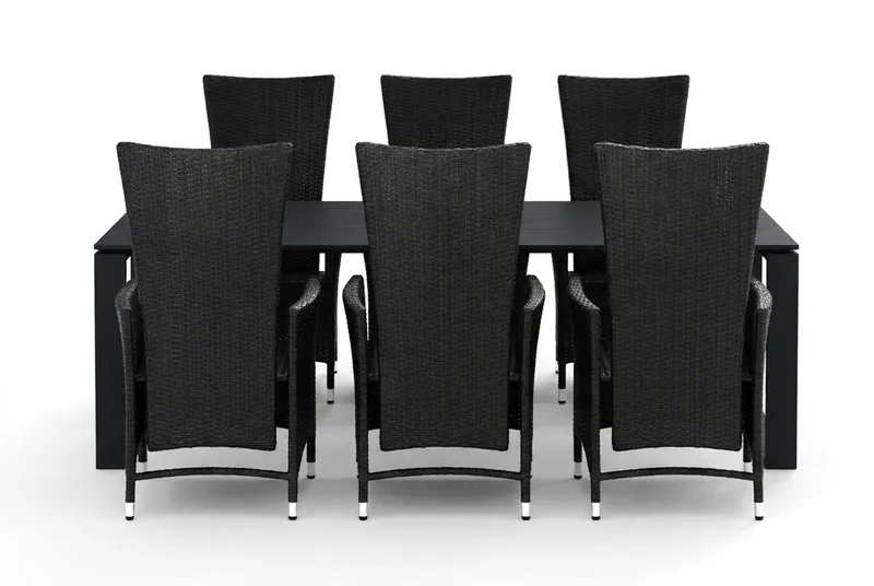 Devon utomhus matgrupp 210x100 cm med 6 Jenny matstolar - Svart - Products - Utemöbler & utemiljö - Utegrupp - Matgrupp utomhus