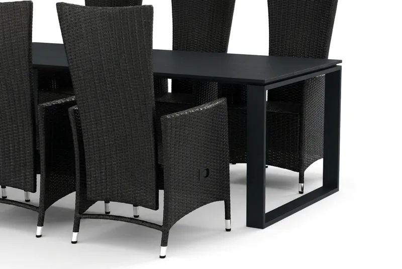 Devon utomhus matgrupp 210x100 cm med 6 Jenny matstolar - Svart - Products - Utemöbler & utemiljö - Utegrupp - Matgrupp utomhus
