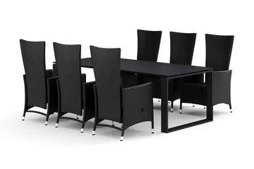 Devon utomhus matgrupp 210x100 cm med 6 Jenny matstolar - Svart - Products - Utemöbler & utemiljö - Utegrupp - Matgrupp utomhus