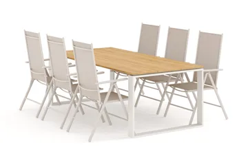 Devon utomhus matgrupp 210x100 cm med 6 Maggie positionsstolar