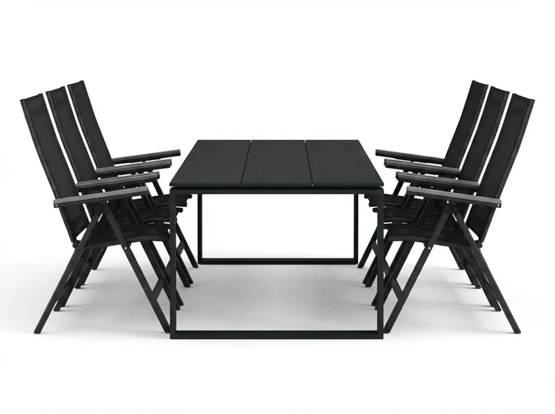 Devon utomhus matgrupp 210x100 cm med 6 Monaco Light positionsstolar - Svart - Products - Utemöbler & utemiljö - Utegrupp - Matgrupp utomhus