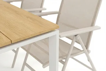 Devon utomhus matgrupp 210x100 cm med 6 Sanna positionsstolar - Beige/Teak - Products - Utemöbler & utemiljö - Utegrupp - Matgrupp utomhus