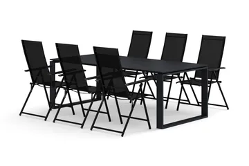 Devon utomhus matgrupp 210x100 cm med 6 Sanna positionsstolar - Svart - Products - Utemöbler & utemiljö - Utegrupp - Matgrupp utomhus
