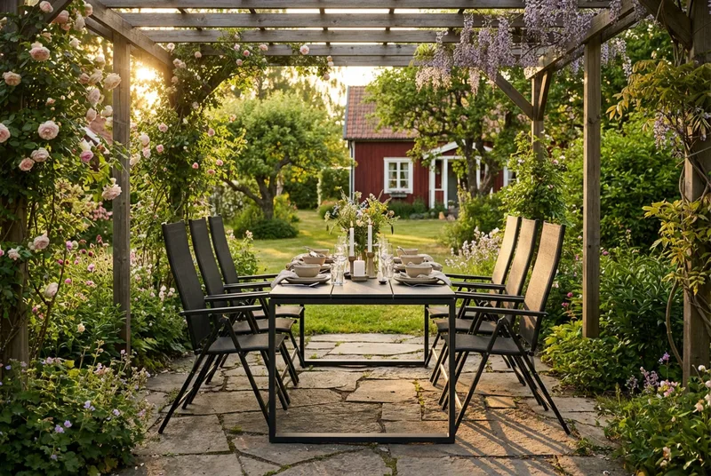 Devon utomhus matgrupp 210x100 cm med 6 Sanna positionsstolar - Svart - Products - Utemöbler & utemiljö - Utegrupp - Matgrupp utomhus