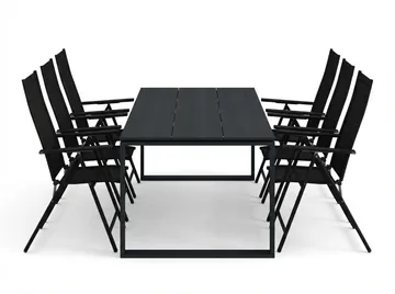 Devon utomhus matgrupp 210x100 cm med 6 Sanna positionsstolar - Svart - Products - Utemöbler & utemiljö - Utegrupp - Matgrupp utomhus