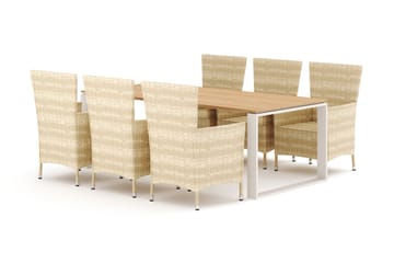 Devon utomhus matgrupp 210x100 cm med 6 Thor fåtöljer - Beige/Teak - Products - Utemöbler & utemiljö - Utegrupp - Matgrupp utomhus