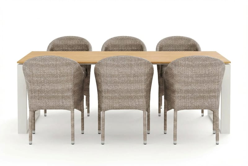 Devon utomhus matgrupp 210x100 cm med 6 Thor fåtöljer - Beige/Teak - Products - Utemöbler & utemiljö - Utegrupp - Matgrupp utomhus
