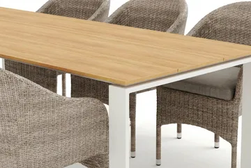 Devon utomhus matgrupp 210x100 cm med 6 Thor fåtöljer - Beige/Teak - Products - Utemöbler & utemiljö - Utegrupp - Matgrupp utomhus