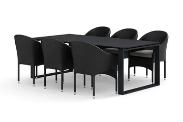 Devon utomhus matgrupp 210x100 cm med 6 Thor fåtöljer
