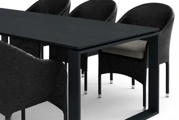 Devon utomhus matgrupp 210x100 cm med 6 Thor fåtöljer - Svart - Products - Utemöbler & utemiljö - Utegrupp - Matgrupp utomhus