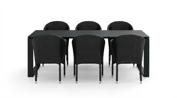 Devon utomhus matgrupp 210x100 cm med 6 Thor fåtöljer - Svart - Products - Utemöbler & utemiljö - Utegrupp - Matgrupp utomhus