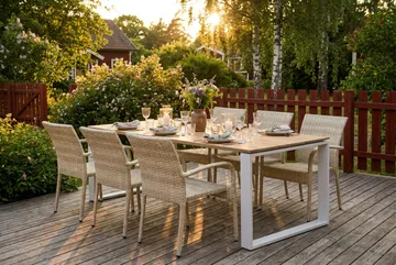 Devon utomhus matgrupp 210x100 cm med 6 Thor Light utefåtöljer - Beige/Teak - Products - Utemöbler & utemiljö - Utegrupp - Matgrupp utomhus